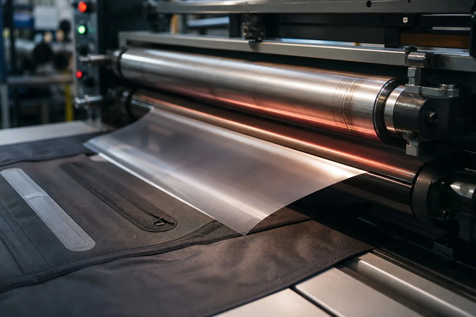Heat lamination machine bonding TPU film onto fabric