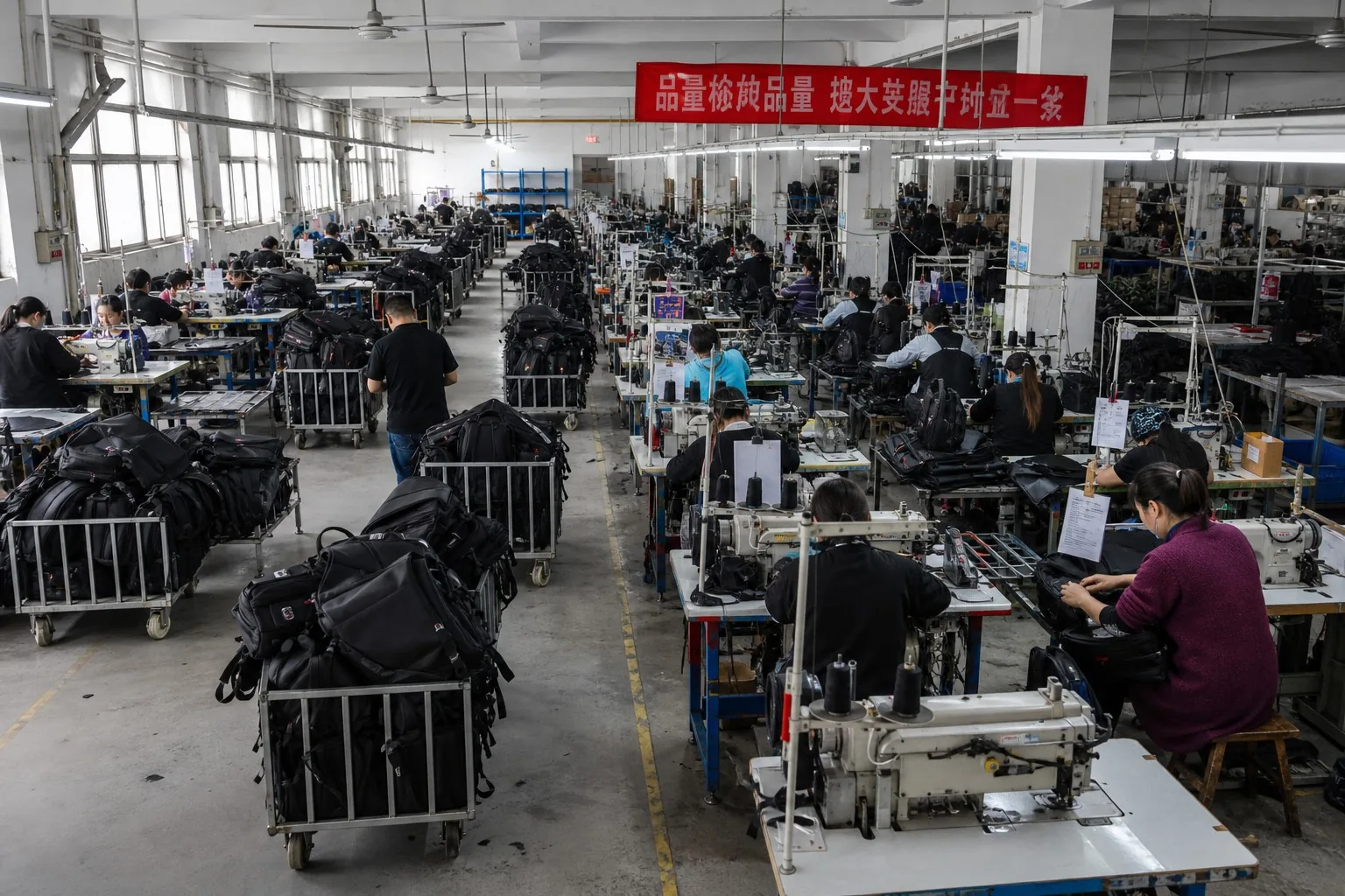 Busy factory lines during peak season