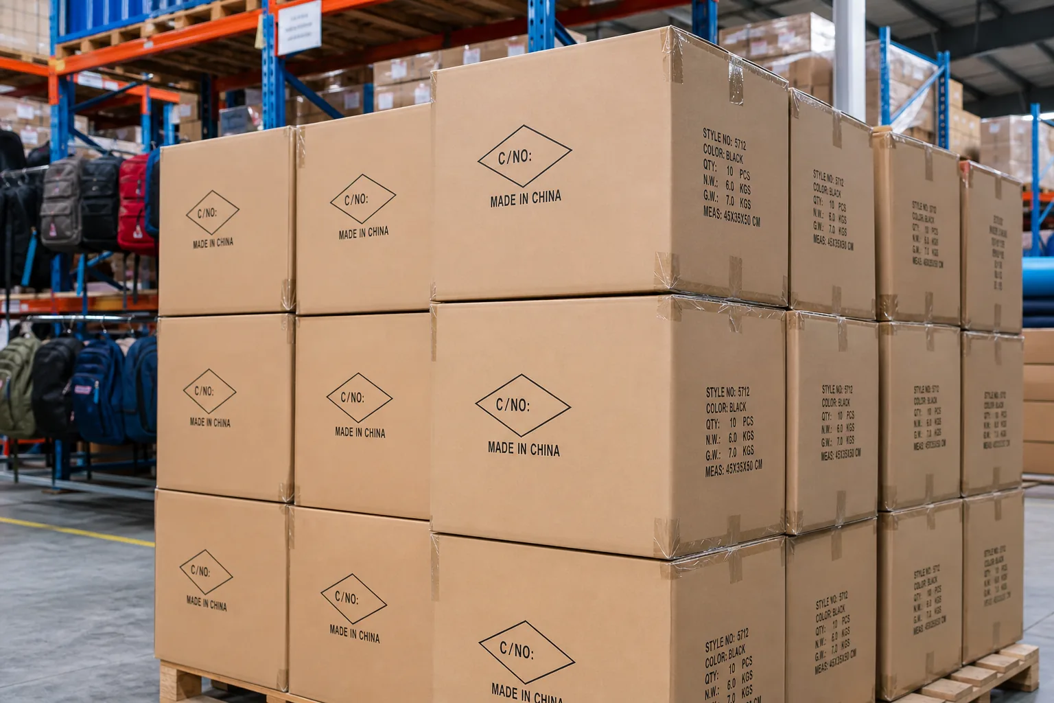 Export Packaging and Container Loading for Backpacks