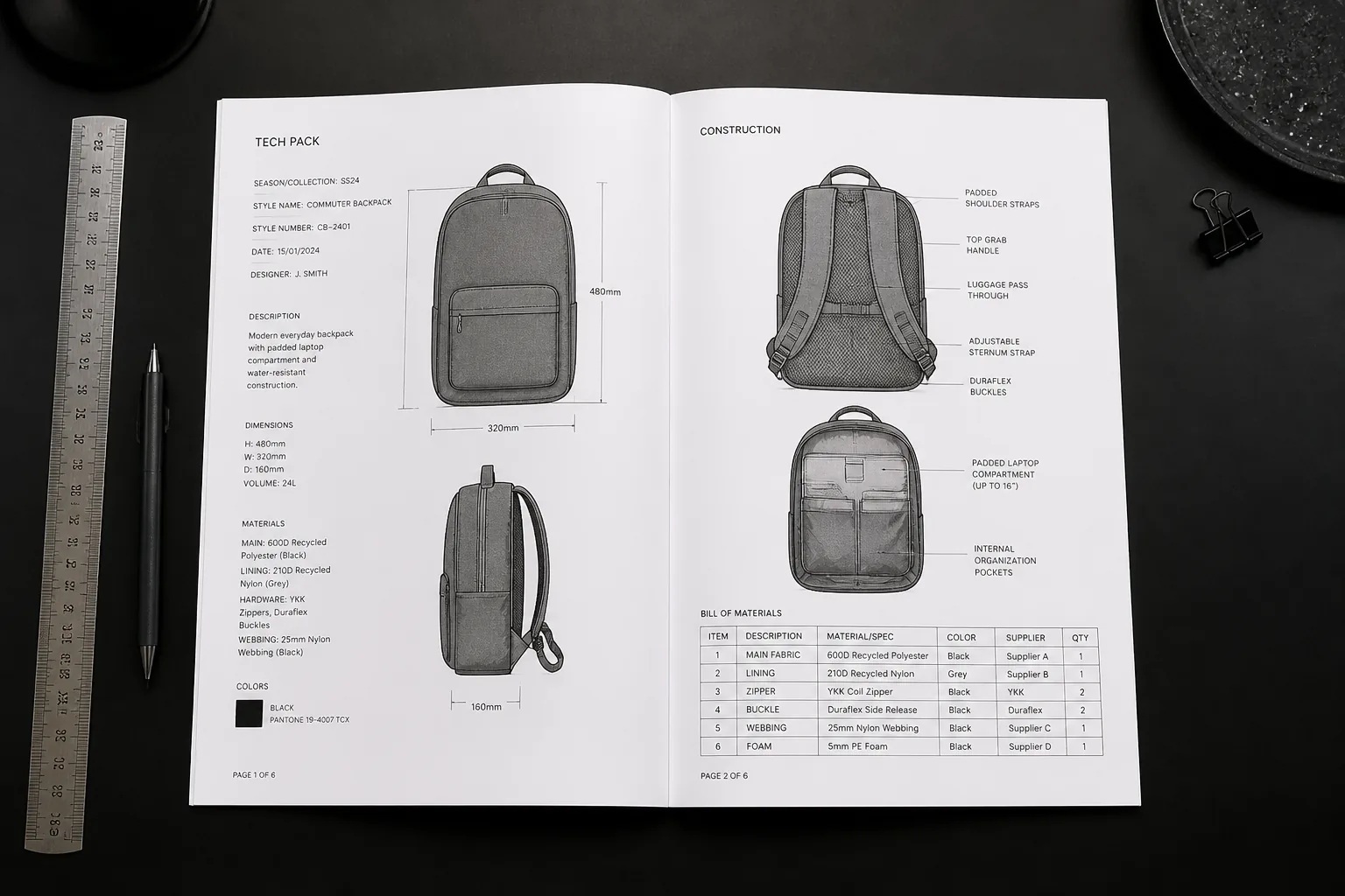 Tech Pack Development for Backpack Manufacturing