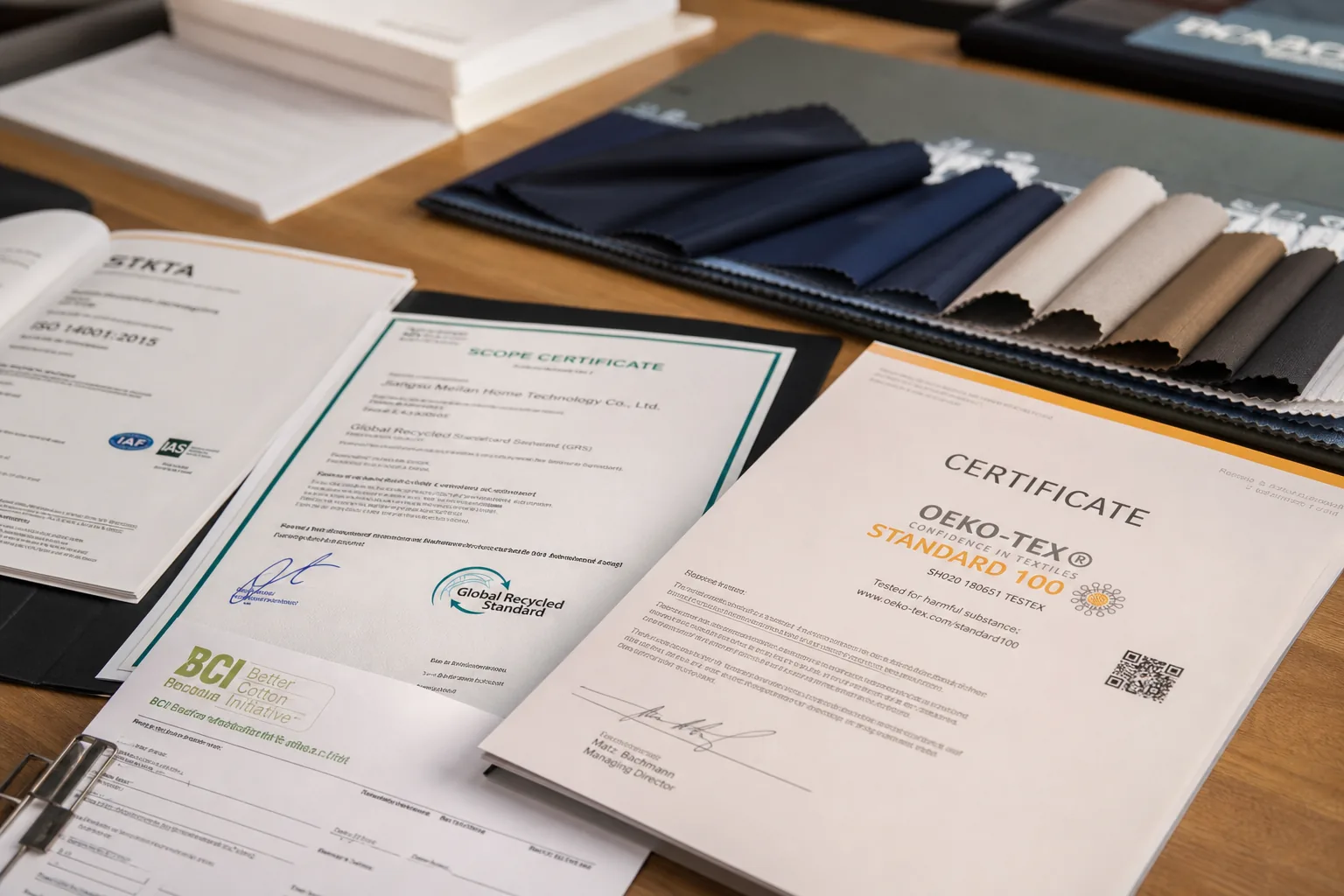 Sustainability certification documents and recycled content certificates
