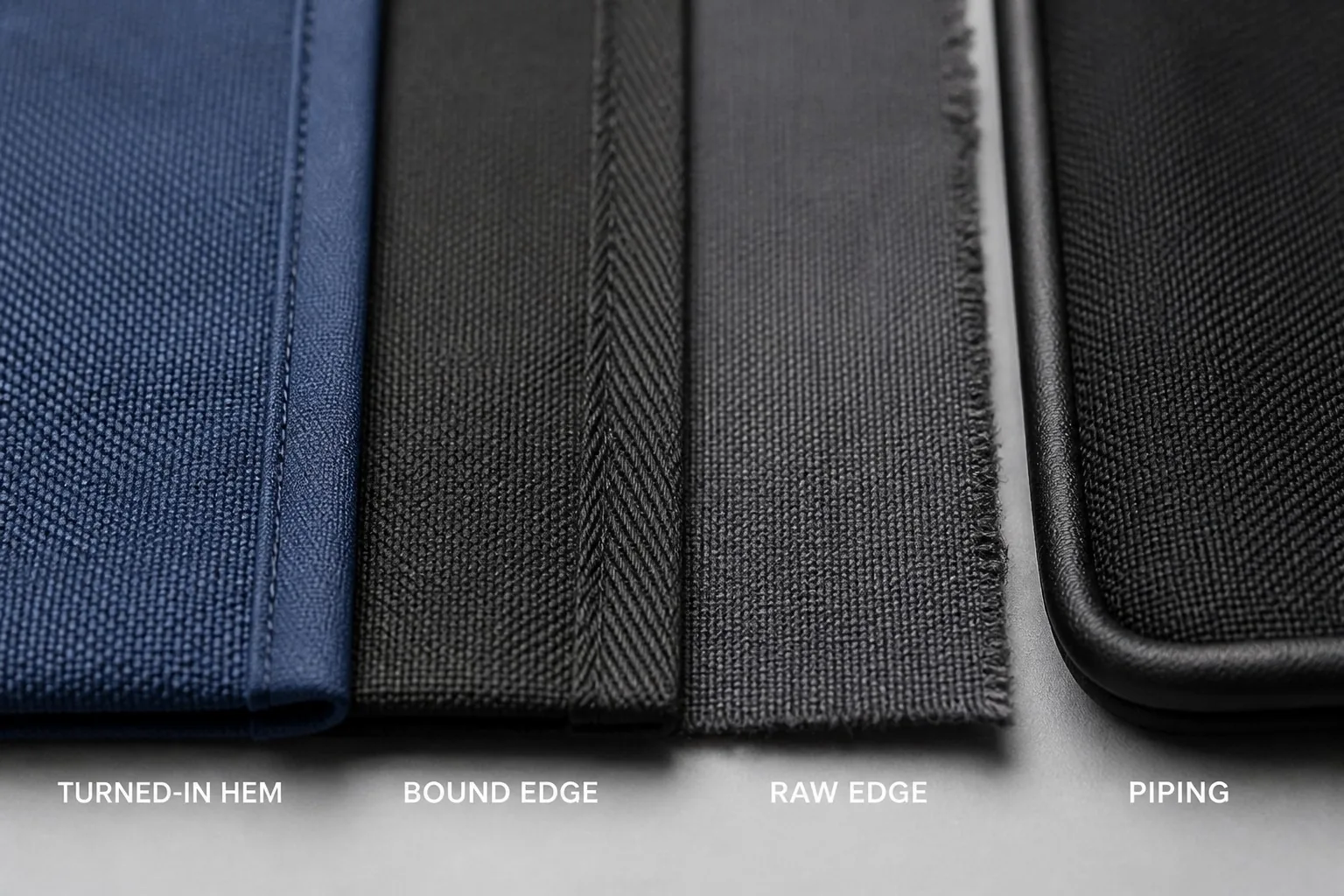 Edge finishing samples compared