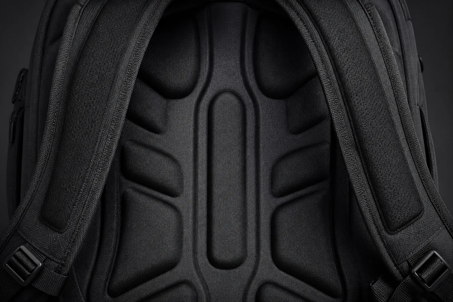 Back panel with molded foam padding and channel structure